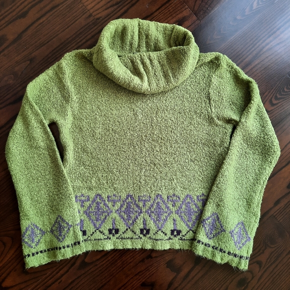 Historia Green Cowl Neck Sweater Size S Flared Sleeves - Picture 7 of 7
